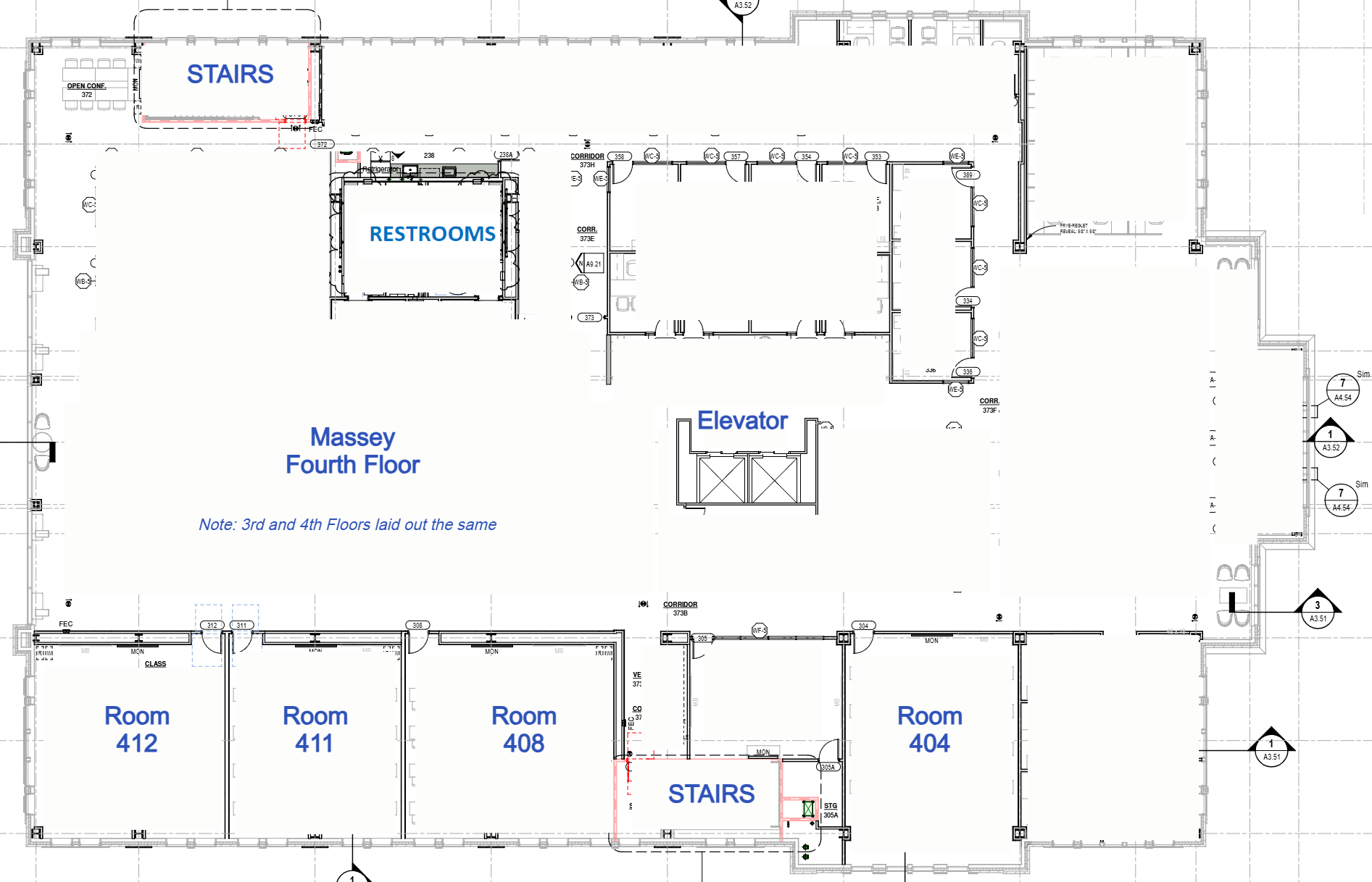 4th Floor Classrooms Map